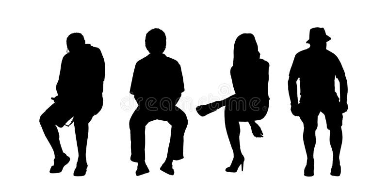 People seated outdoor silhouettes set 1