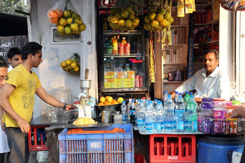 Mobile Stall Selling Fruit Juice on the Street in Kolkata Editorial