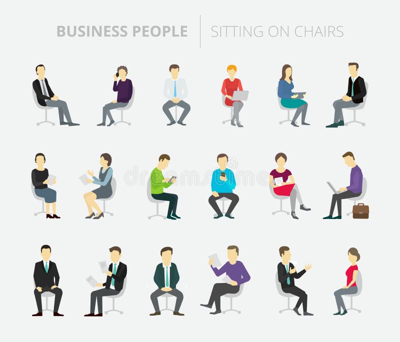 People set work sitting on chairs stock illustration People set work sitting on chairs stock illustration