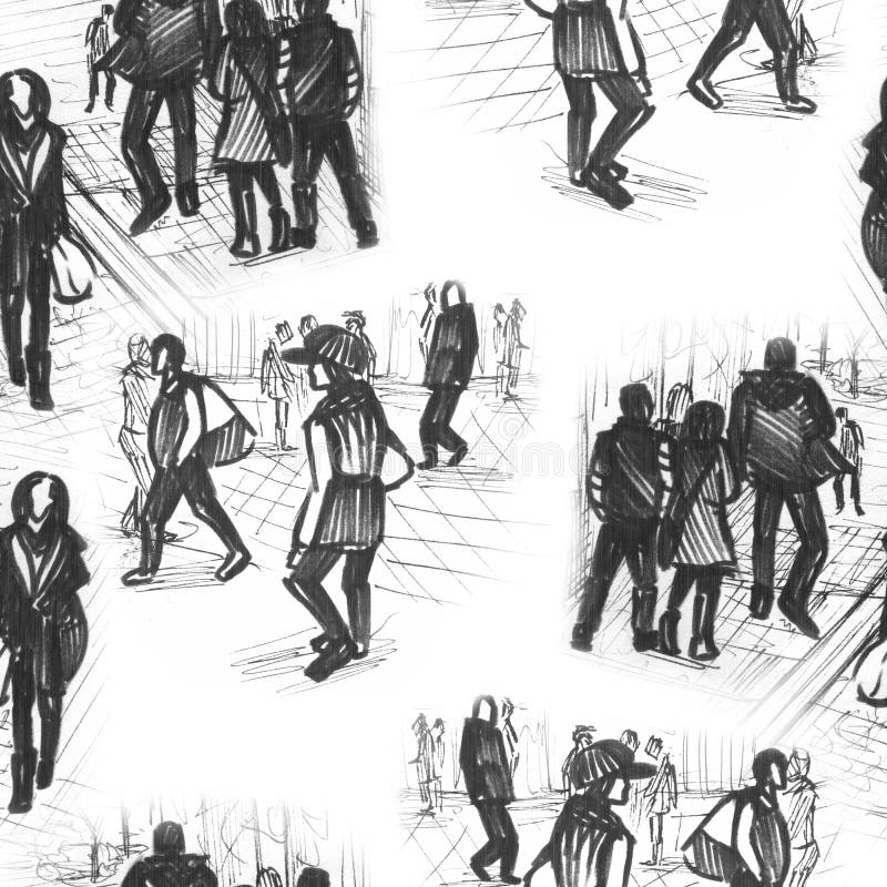 People sketches seamless pattern royalty free illustration
