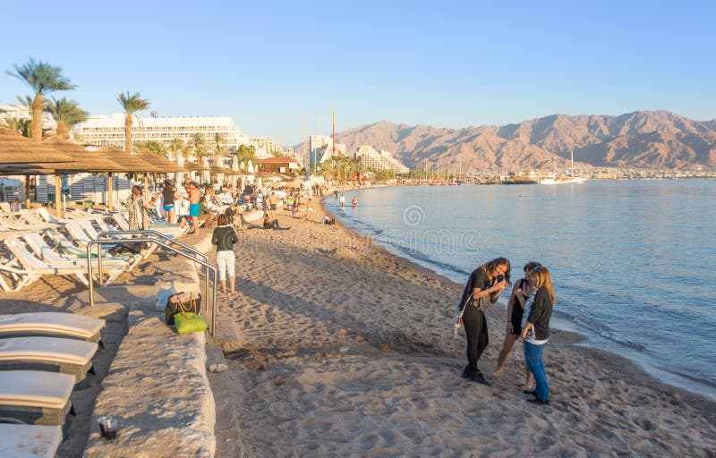 People Spending Christmas on the Beach Israel Editorial Stock Image - Image of tourism, desert: