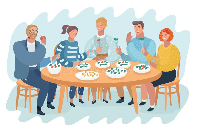 Group of people are eating stock vector. Illustration of indoors - 124763577 Group of people are eating stock vector. Illustration of indoors - 124763577