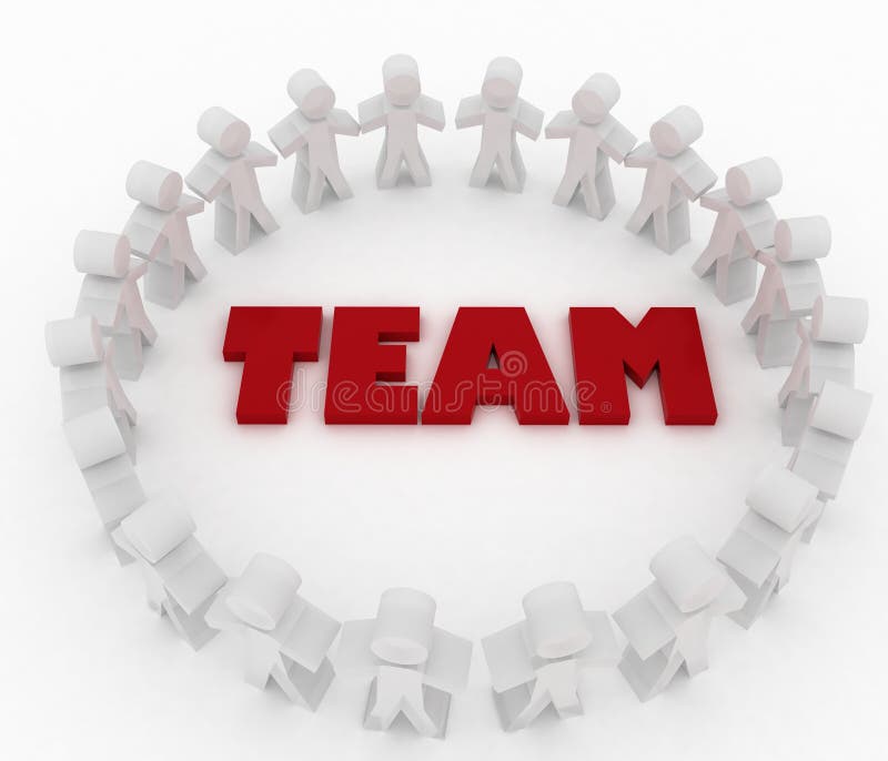 People stand around the word team royalty free illustration