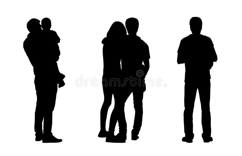 People standing outdoor silhouettes set 1