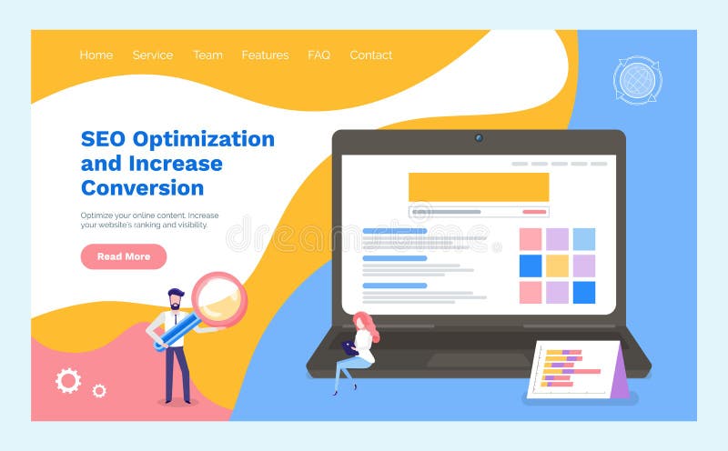 People are studying on online courses. Web page with seo optimization material vector illustration vector illustration