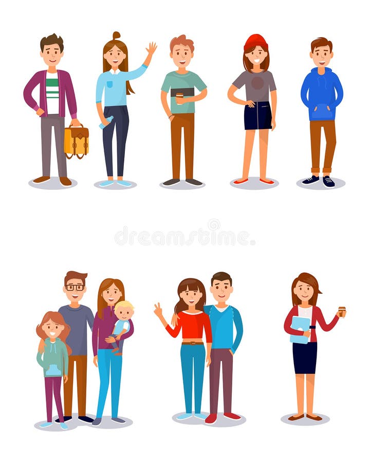 People stydents friends family kids parents vector illustration.