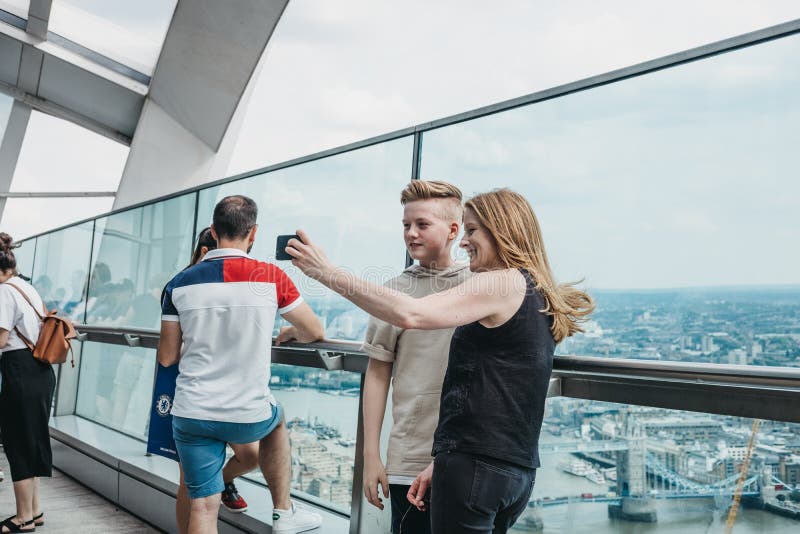 People Taking Selfies on an Open Air Balcony in Sky Garden, London, UK ...