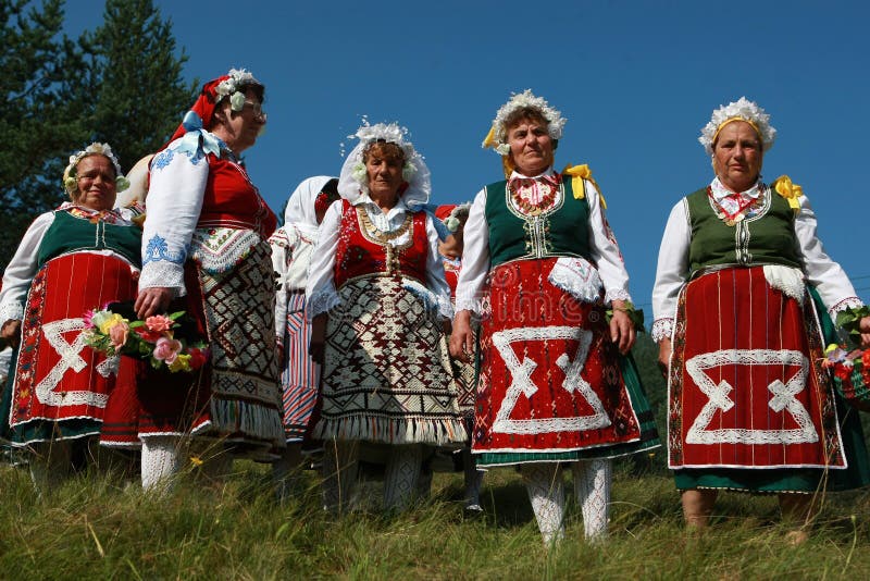 People in Traditional Folk Costume of the National Folklore Fair in ...
