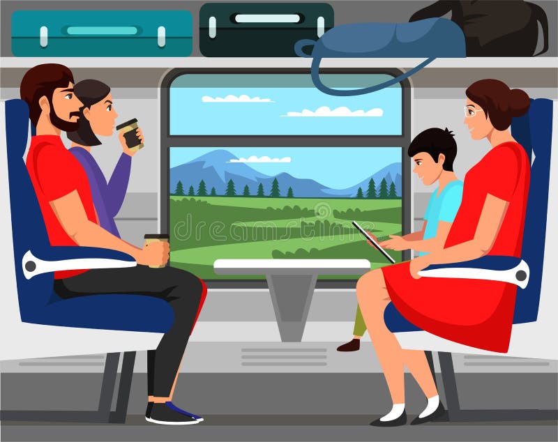 People Train Passengers Characters Scene Flat Set Stock Vector -  Illustration of train, destination: 188311088