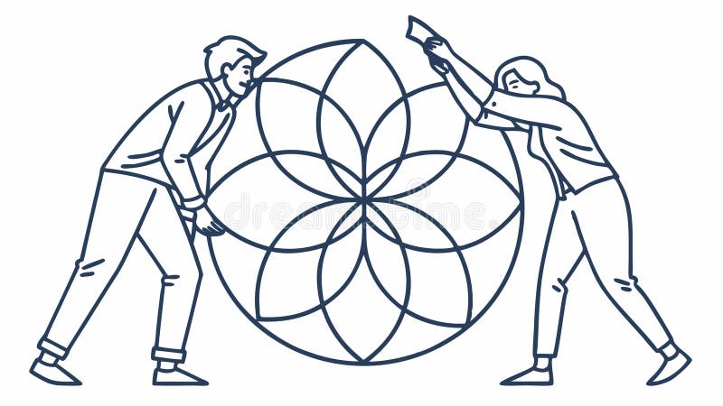 People Turning Gear Pattern. Collaborative Innovation Vector. vector design Generative AI vector illustration