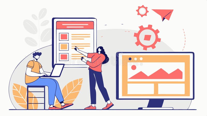 People using computers, digital workspace vector design. vector design Generative AI stock illustration