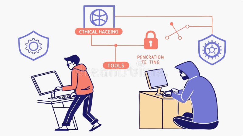 People using computers online, cybersecurity, network safety, tech security vector design Generative AI vector illustration