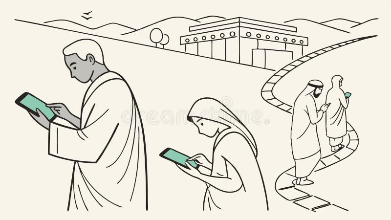People using devices, digital age communication and connectivity vector design Generative AI vector illustration