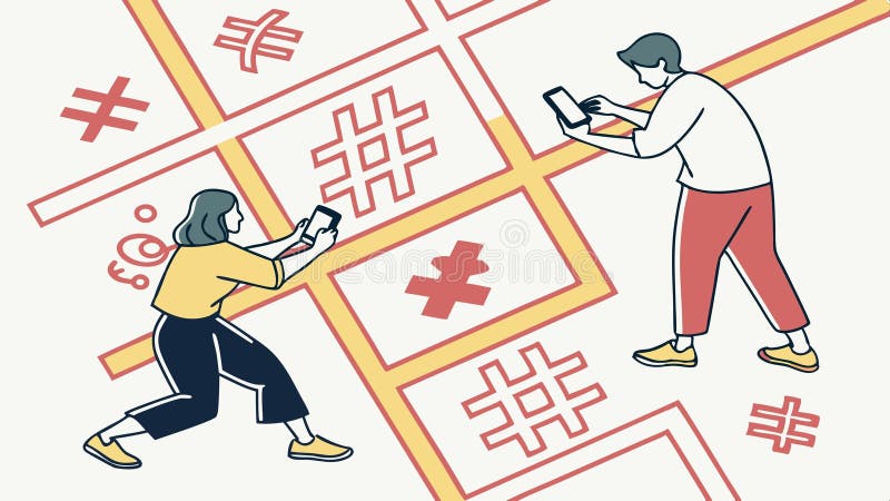 People using mobile phones, digital communication illustration vector design Generative AI royalty free illustration