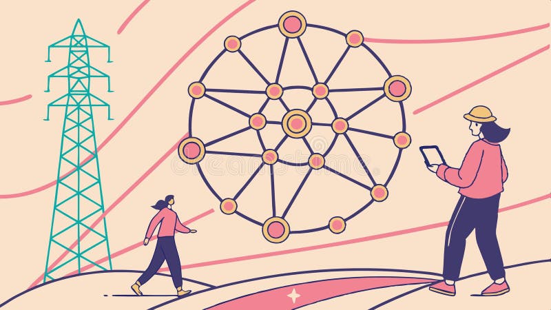 People using network structure, technology and connectivity concept vector design Generative AI royalty free illustration