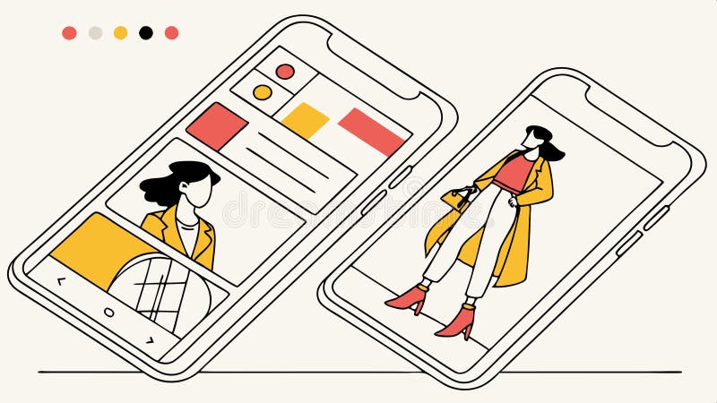 People using phones app, mobile technology and digital interaction vector design Generative AI stock illustration