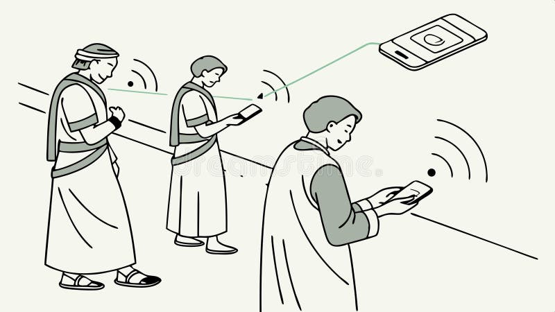 People using phones mobile technology vector design Generative AI royalty free illustration