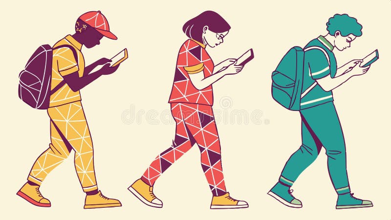 People using smartphones, modern communication and technology illustration vector design Generative AI stock illustration