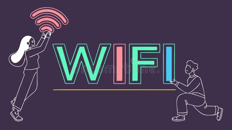People using WiFi illustration, wireless internet access vector design Generative AI royalty free illustration