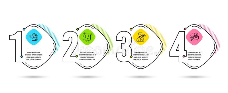 People, Valet servant and Head icons. Idea sign. Support job, Parking man, Profile messages. Solution. Vector stock illustration