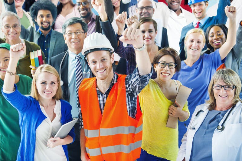 People with Various Occupations Arms Raised royalty free stock image