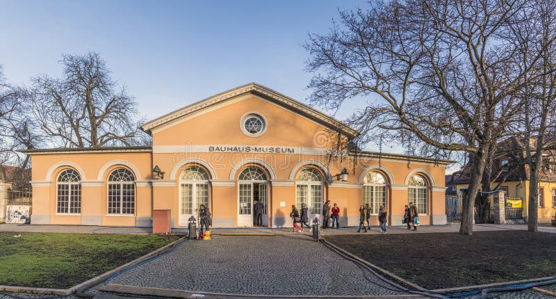 People visit the Bauhaus museum in Weimar, Germany