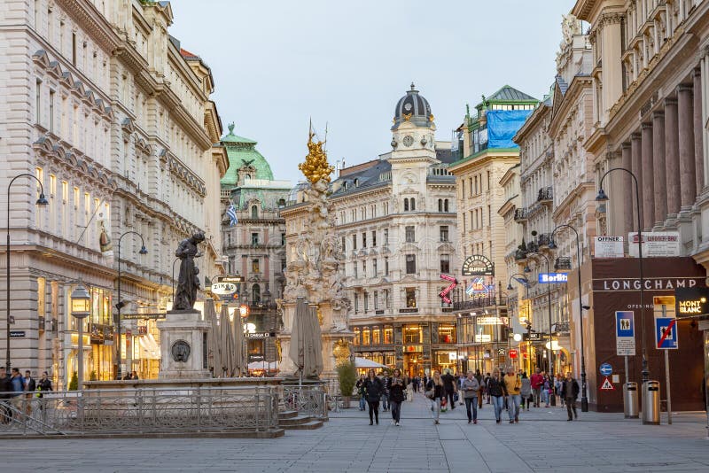 People Visit Graben in Vienna by Night. Graben Street is among Most ...