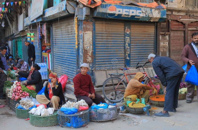 Street Market In Kathmandu Nepal Editorial Photography