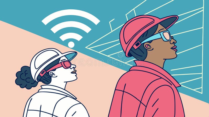 People with VR headsets, virtual reality, augmented reality, digital tech, immersive experience vector design Generative AI royalty free illustration