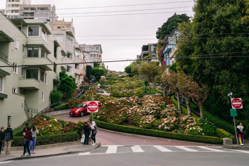 People Walk on the Lombard Street in San Francisco Editorial Stock ...