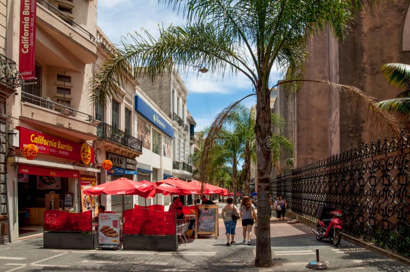 People walking on Sarandi pedestrian street, in the Ciudad Vieja area, Montevideo royalty free stock photos People walking on Sarandi pedestrian street, in the Ciudad Vieja area, Montevideo royalty free stock photos