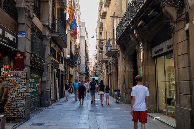 People Walking in the Streets of Barcelona, Spain Editorial Photo