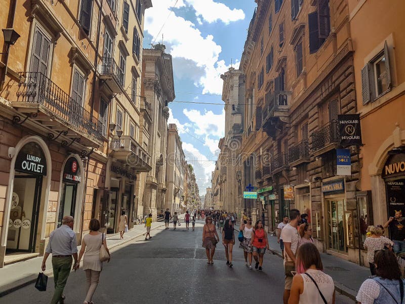People Walking in Via Del Corso, Rome. Editorial Photo - Image of