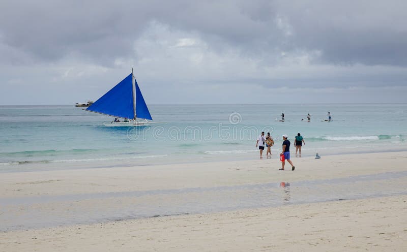 People walking on White beach in Boracay, Philippines. Philippines atm machine stock images, royalty-free photos and pictures
