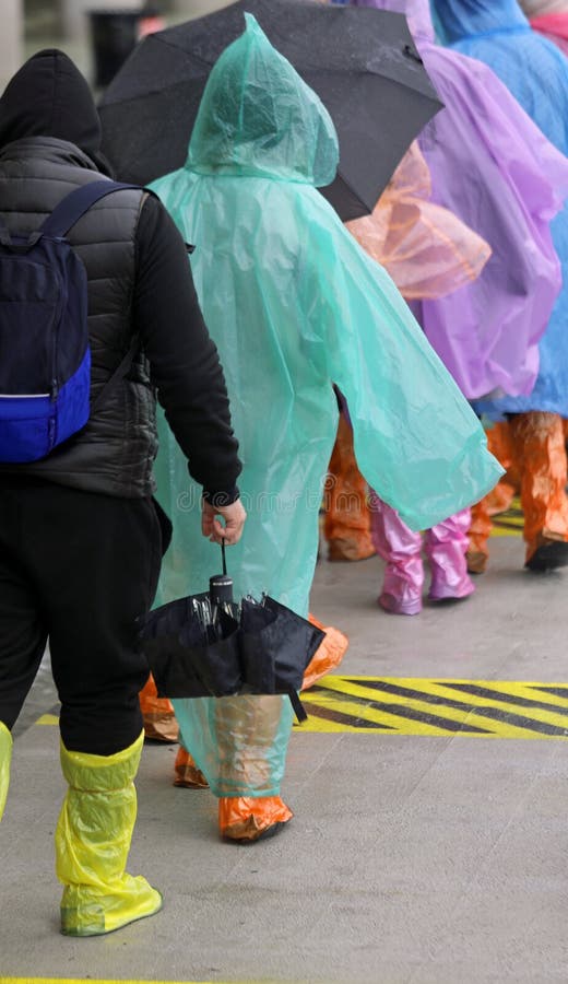 People on the walkway in Venice during the Flood stock photos
