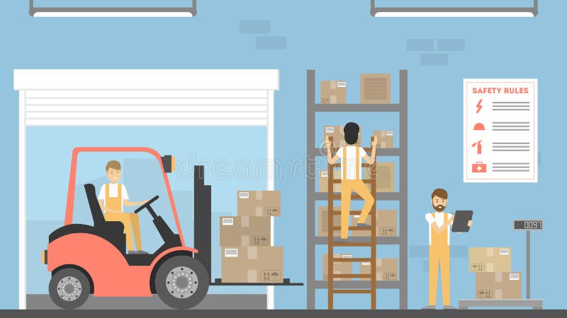 People in warehouse. stock vector. Illustration of factory - 104263049