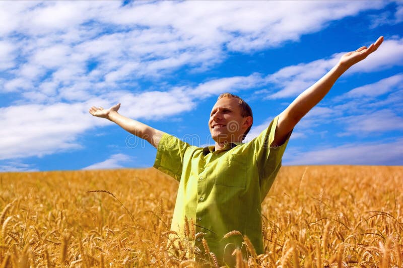 People in wheat field