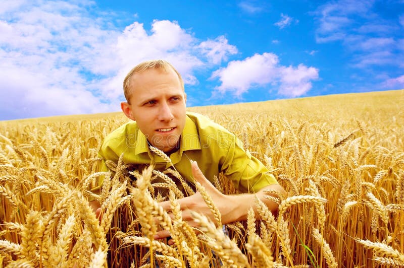 People in wheat field