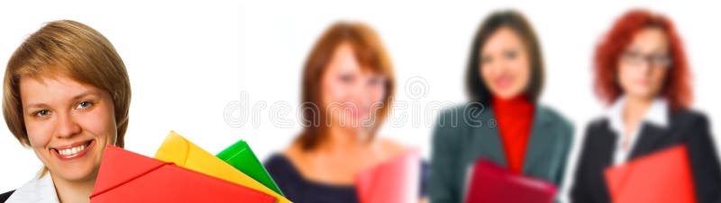 People woman group with leader stock image