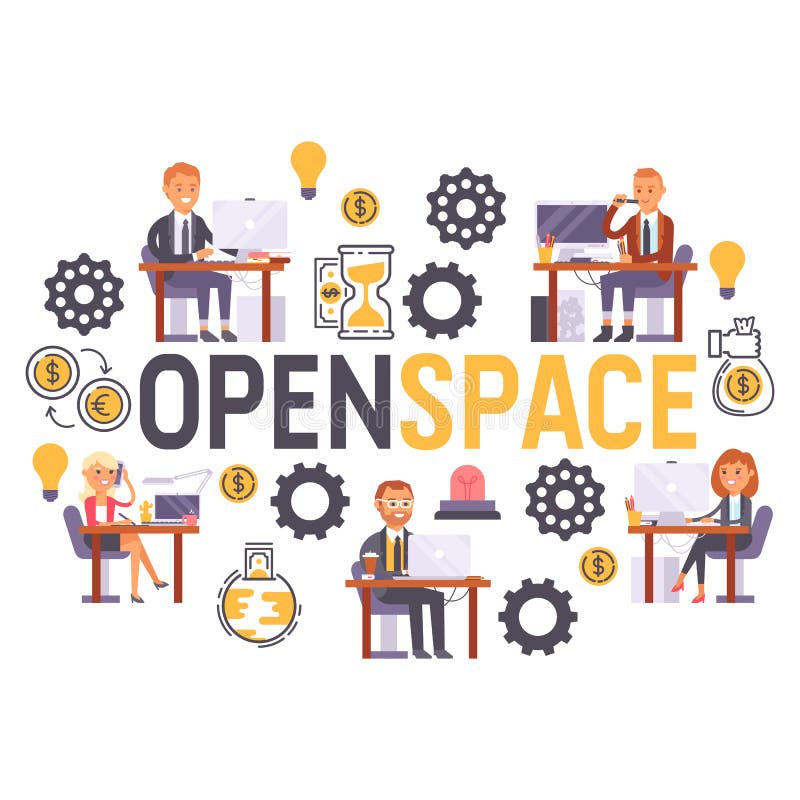 People work place vector business worker or person working on laptop computer at the table in office backdrop of vector illustration