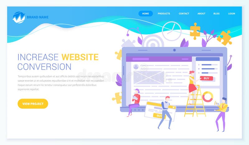 People work on website development. Seo optimization, increase webpage for online sales conversion vector illustration