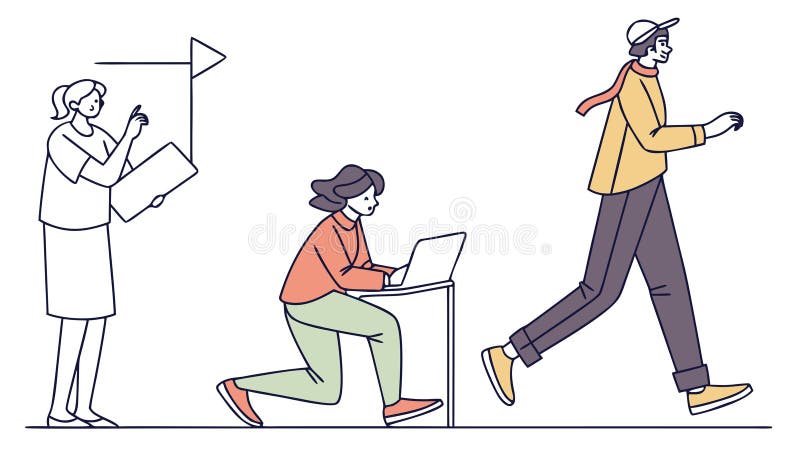 People working in tech, collaborative innovation, modern office environment, teamwork, vector design Generative AI stock illustration