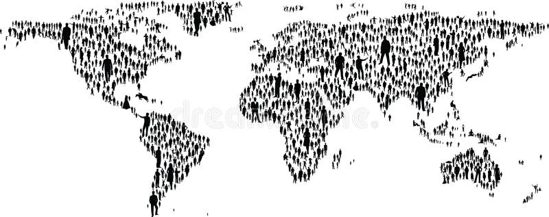 La mappa del mondo, fatto di molte persone di sagome.