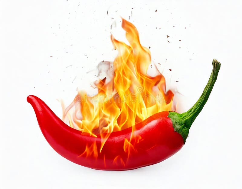 Pepe peperoncino vivace inghiottito dalle fiamme che simboleggiano spezie e calore in cucina illustrazione vettoriale