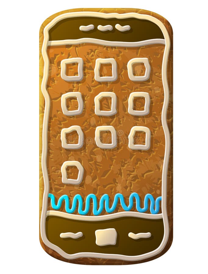 Peperkoeksmartphone verfraaide gekleurd suikerglazuur stock illustratie Peperkoeksmartphone verfraaide gekleurd suikerglazuur stock illustratie