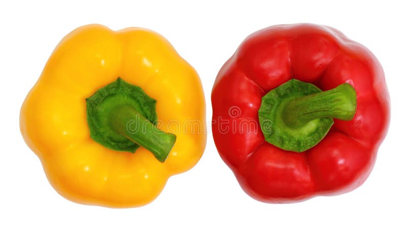 Peperone dolce dolce rosso e giallo superiore di vista, fotografia stock libera da diritti Peperone dolce dolce rosso e giallo superiore di vista, fotografia stock libera da diritti