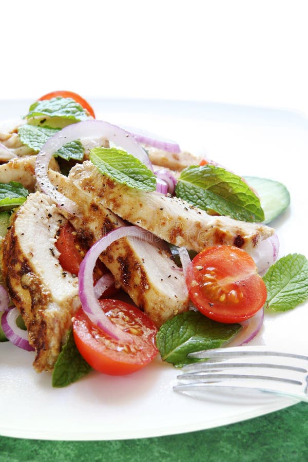 Pepino da galinha e salada da hortelã imagem de stock Pepino da galinha e salada da hortelã imagem de stock