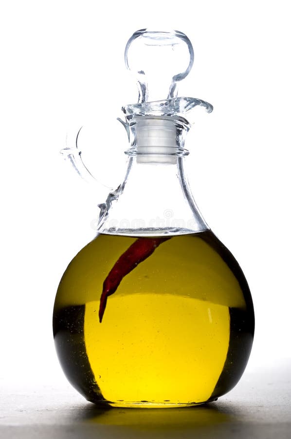 Pepper in Cruet of Olive Oil. Stock Image Image of cooking, vegetable