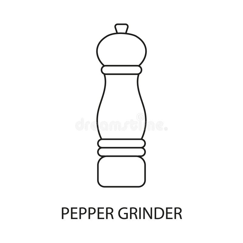 Pepper Grinder Line Vector Icon for Marks on Food Packaging Stock