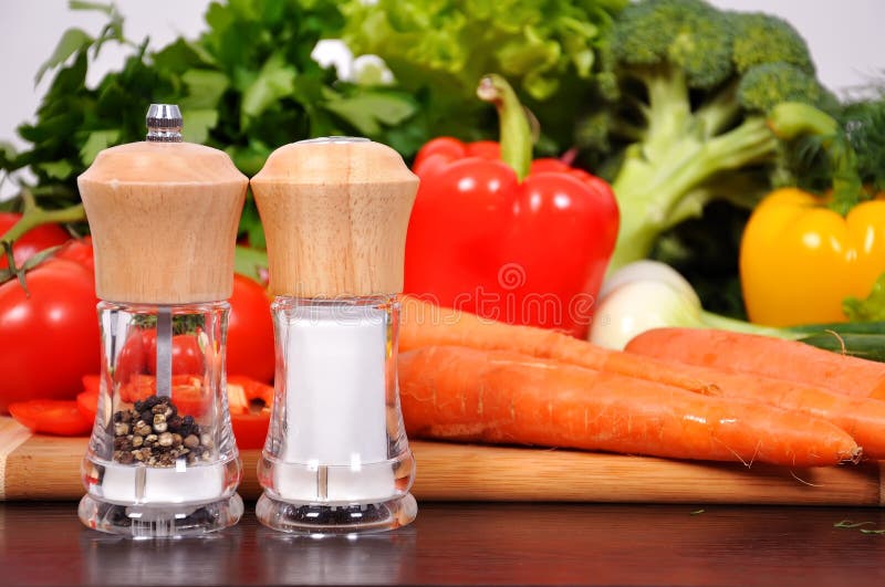 Pepper and salt mills stock image. Image of produce, diet 40801993